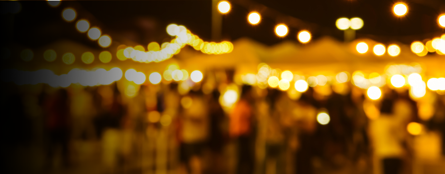 canopy lights with party in background