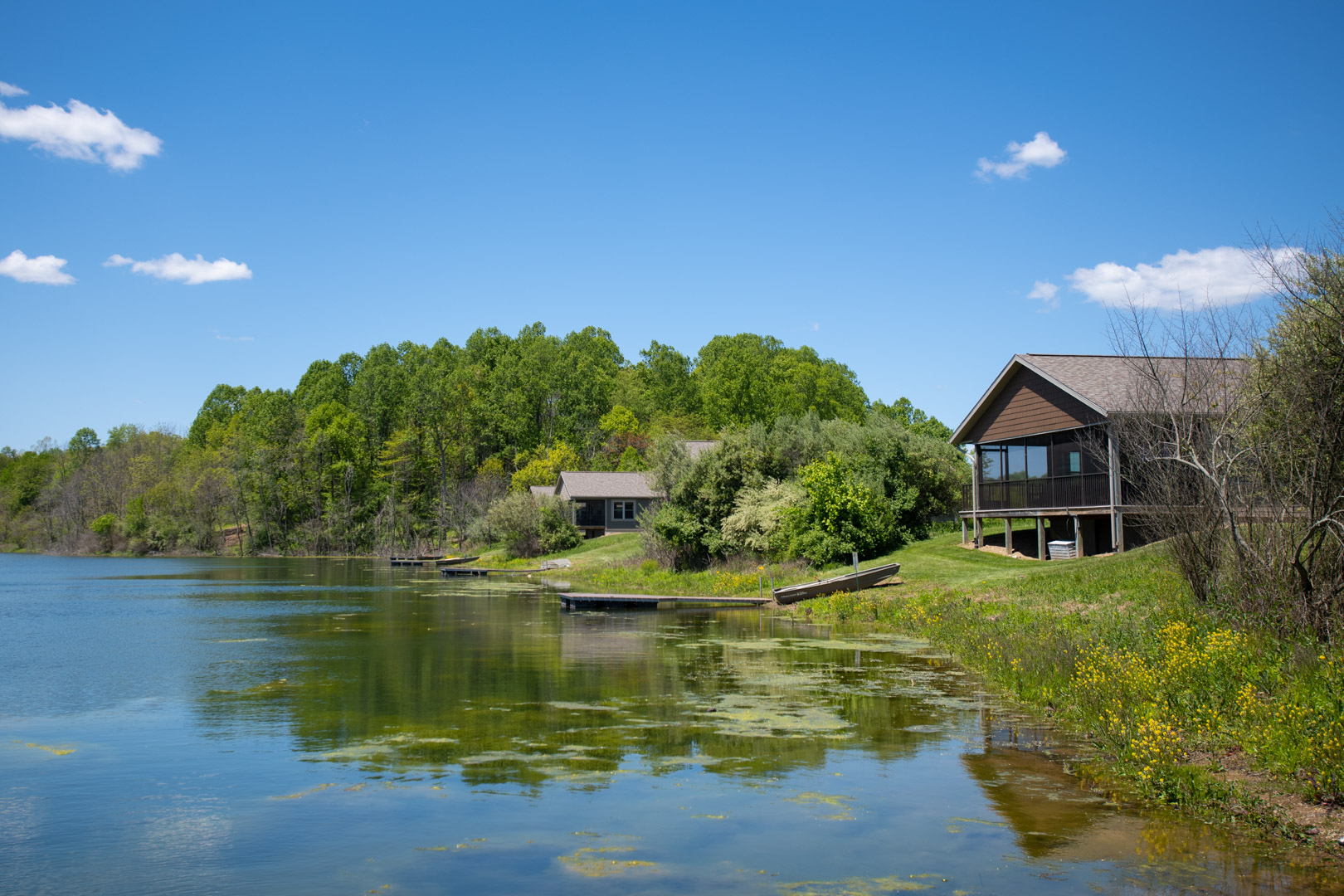 cabin at a lake