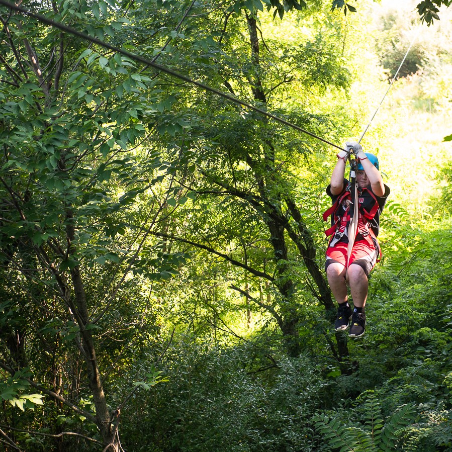 child on zipline