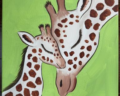 painting of two giraffes