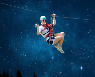 WOMAN ZIPLINING