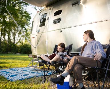 family by airstream camper