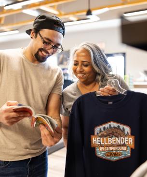 couple shopping in camp store