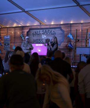 Stage at a fundraiser in tent setting