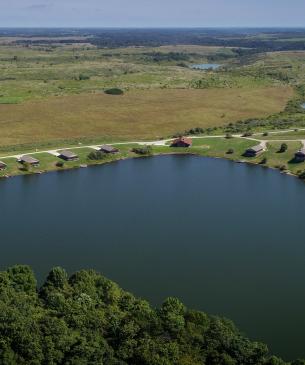 aerial view of lake