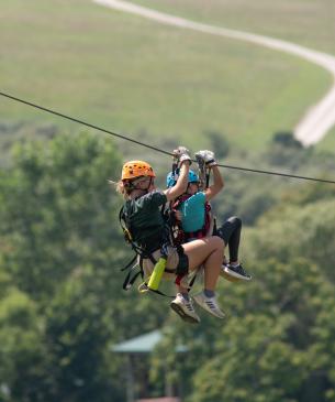 guests ziplining