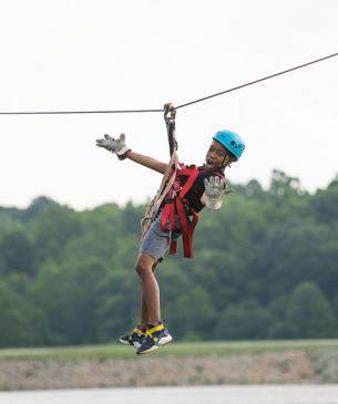 kid on zipline