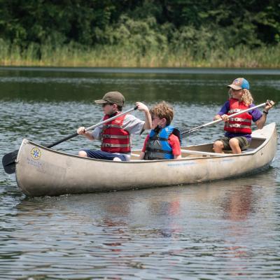 Kids in a canoe