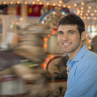 Seasonal staff in front of carousel at Columbus Zoo